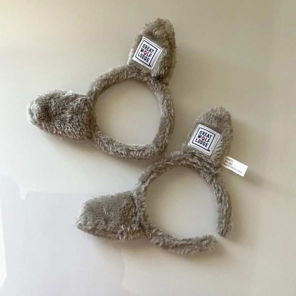 NEW GREAT WOLF LODGE WOLF EAR HEADBANDS THEME PARTY ANIMAL COSTUME SET OF 2